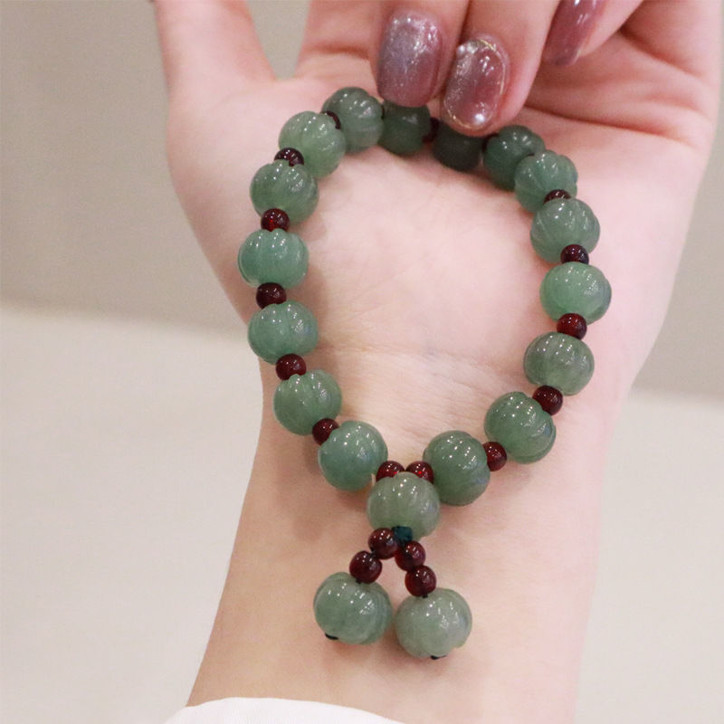 Xinjiang Natural Jinsi Jade Bracelet Pumpkin Bracelet for Women Melon Melon Laicai Gobi Jade Colorful Jade Bracelet for Women