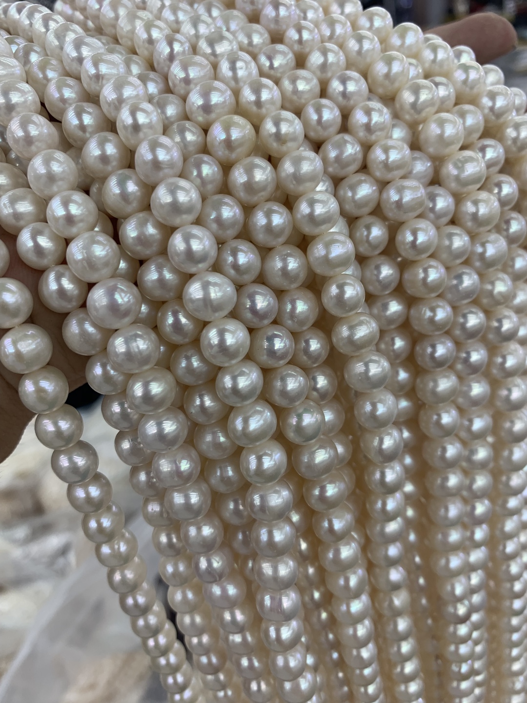 8-9mm近圆天然淡水珍珠散珠 微瑕强光珍珠项链诸暨淡水珍珠项链