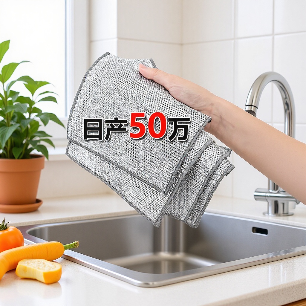 双面银丝抹布洗碗巾吸水不沾油椰壳抹布家务清洁去油污钢丝百洁布
