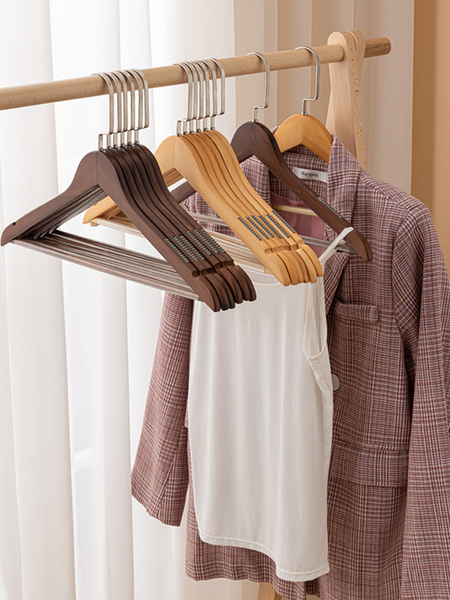 木质衣架家用挂衣实木衣挂防滑无痕木制木头服装店衣架子衣柜撑子