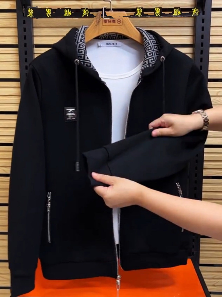 FALL|WINTER 2024 FASHION HOODED JACKET TOP MENS SENSE OF LUXURY TRENDY HANDSOME COMFORTABLE CASUAL AND VERSATILE JACKET