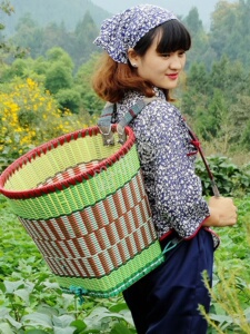 Plastic Bamboo Baskets for Home Use, Woven Baskets for Shopping, Large and Small Bamboo Baskets for Picking Tea