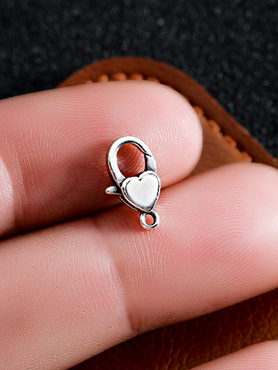 THAI SILVER VINTAGE LOBSTER SPRING BUCKLE HEAD HANDMADE JEWELRY JOINT DIY ACCESSORIES DOUBLE-SIDED LOVE SMALL CLASP