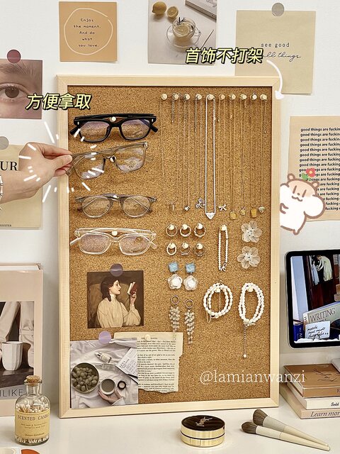 Storage rack Retro simple wooden photo frame Jewelry finishing rack Earring necklace Glasses Postcard Small card display rack