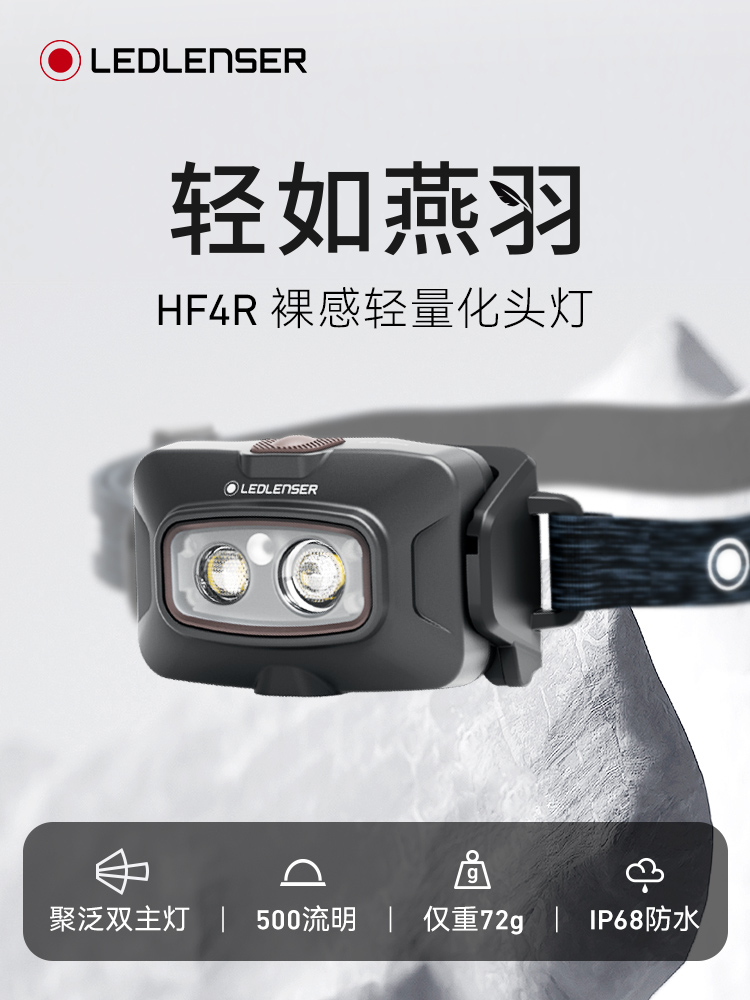 Немецкий налобный фонарь Leder Thor HF4R с сильным освещением, длительное время автономной работы, перезаряжаемый для рыбалки, пеших прогулок, альпинизма на открытом воздухе, водонепроницаемый IP68 Изображение 1