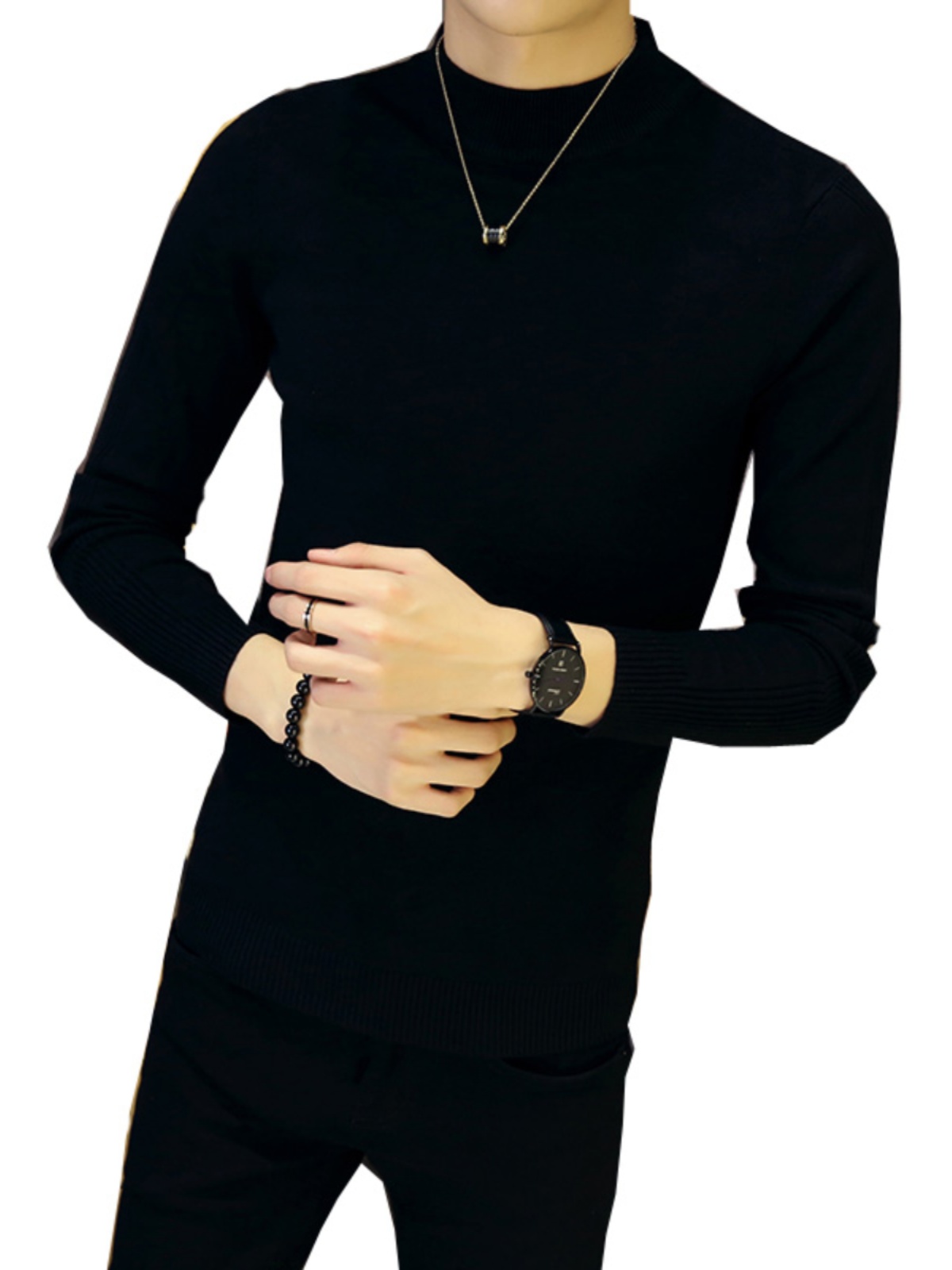 SWEATER MENS KOREAN VERSION OF THE TREND LINE BOTTOMING SHIRT MENS AUTUMN AND WINTER NEW HALF TURTLENECK SWEATER SLIM FIT CLOTHES