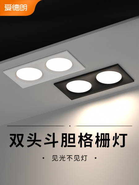 双头筒灯双孔嵌入式超薄长方形客厅灯过道玄关天花led射灯斗胆灯