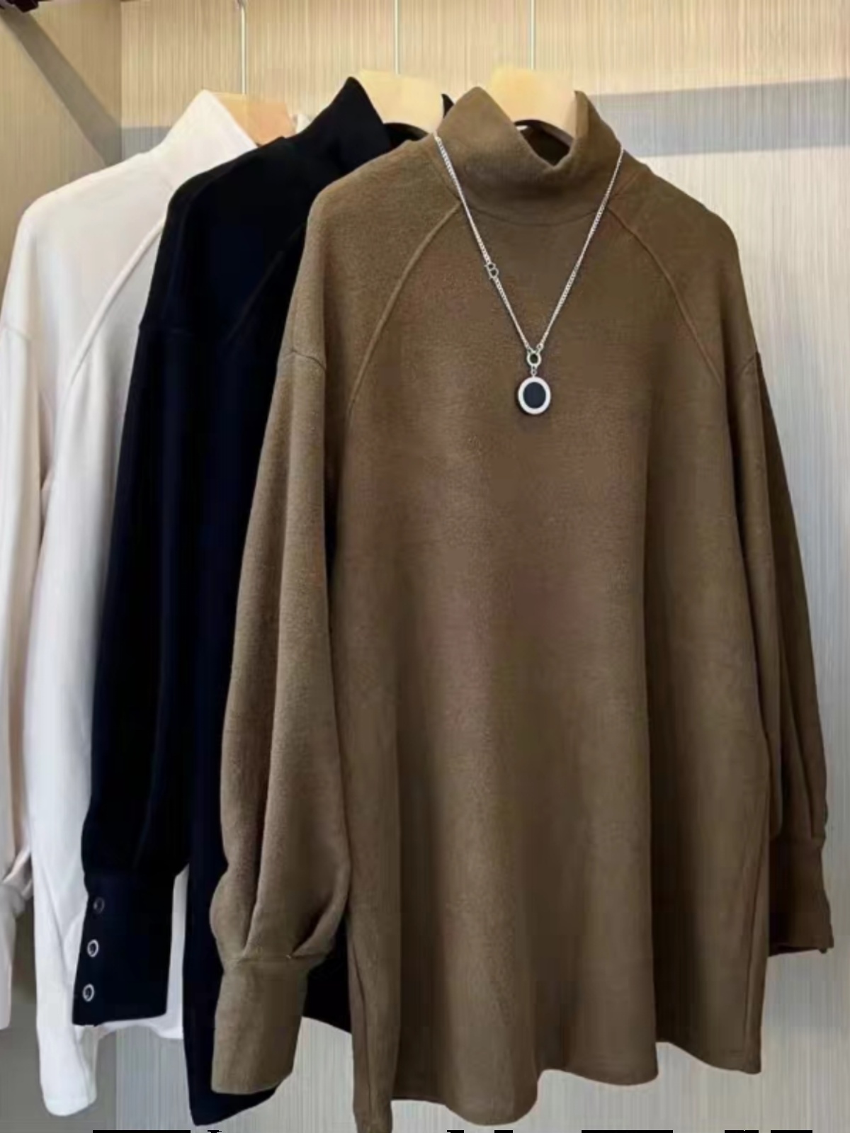 FOREIGN TRADE CLEARANCE TAIL GOODS SOLID COLOR VELVET WARM MID-LENGTH HALF-HIGH NECK LONG-SLEEVED T-SHIRT TOPS UNDERSHIRT WOMENS AUTUMN AND WINTER