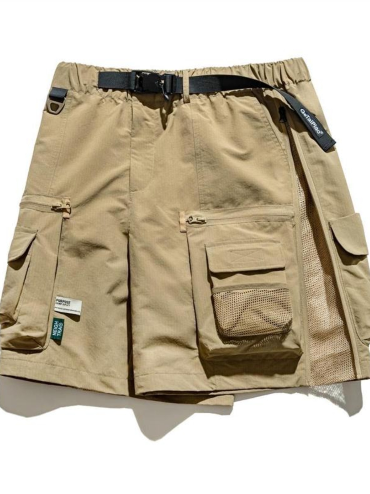 GE TAI PIAO STUDIO OUTDOOR VERSATILE MULTI-POCKET SUMMER FUNCTION F WOVEN CARGO SHORTS FASHION TREND SLACKS