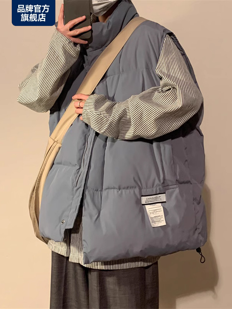 OVERSIZE COTTON VEST MENS WINTER THICKENED WARM COTTON JACKET VEST AMERICAN SHOULDER HORSE CLIP TIDE BRAND