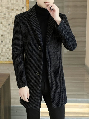 Демисезонное длинное шерстяное пальто для мальчиков, зимняя куртка для отдыха, средней длины, увеличенная толщина