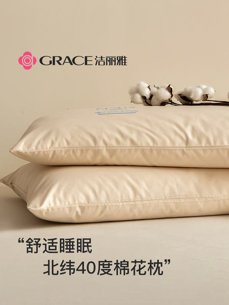 洁丽雅一对棉花枕头枕芯酒店单人宿舍护颈椎枕助睡眠家用整头男