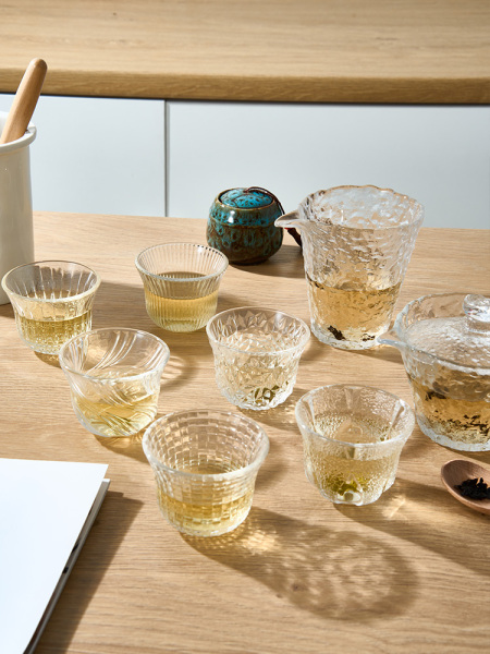 日式耐热玻璃茶具小茶杯清酒杯果酒梅子酒杯白酒杯子品茗杯咖啡杯