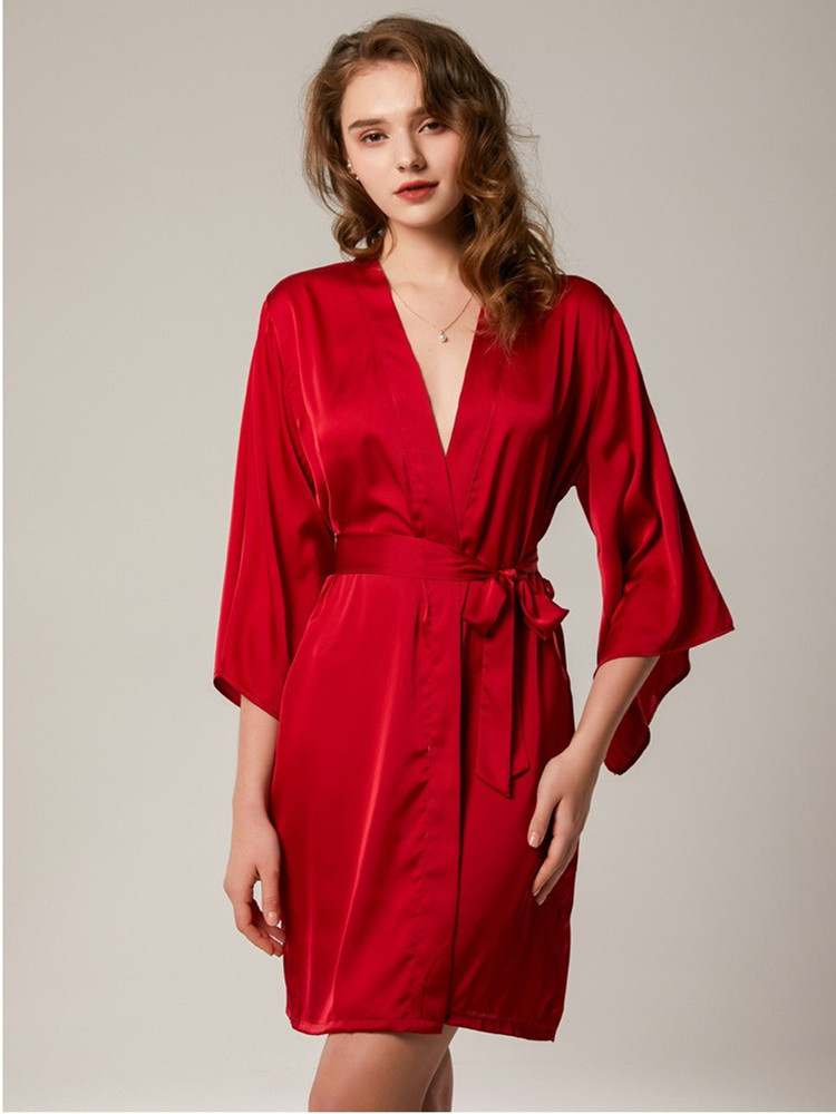 NIGHTGOWN FEMALE SUMMER THIN SEXY ICE SILK WEDDING WEDDING MORNING ROBE BRIDESMAID YUKATA SPRING AND AUTUMN BRIDAL BATHROBE PAJAMAS