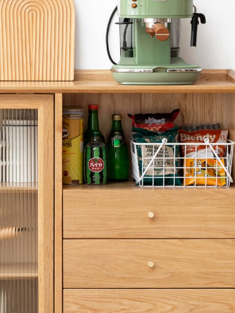 Jiangmino pure solid wood side cabinet small apartment cabinet storage kitchen storage cabinet oak tea cabinet log side cabinet