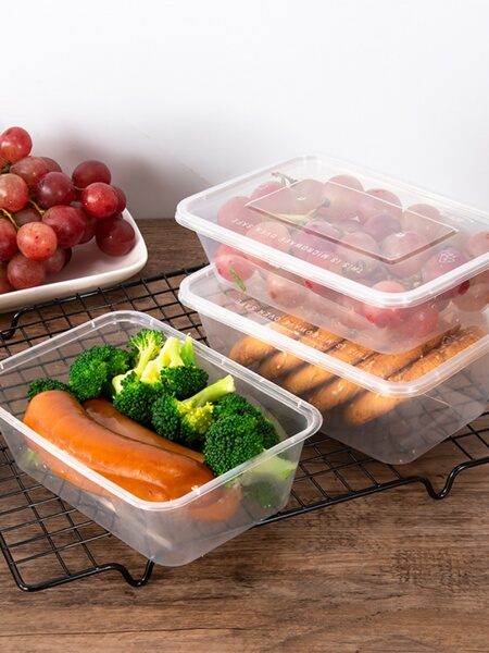 一次性餐盒长方形商用外卖打包盒食品级透明加厚带盖家用方形饭盒