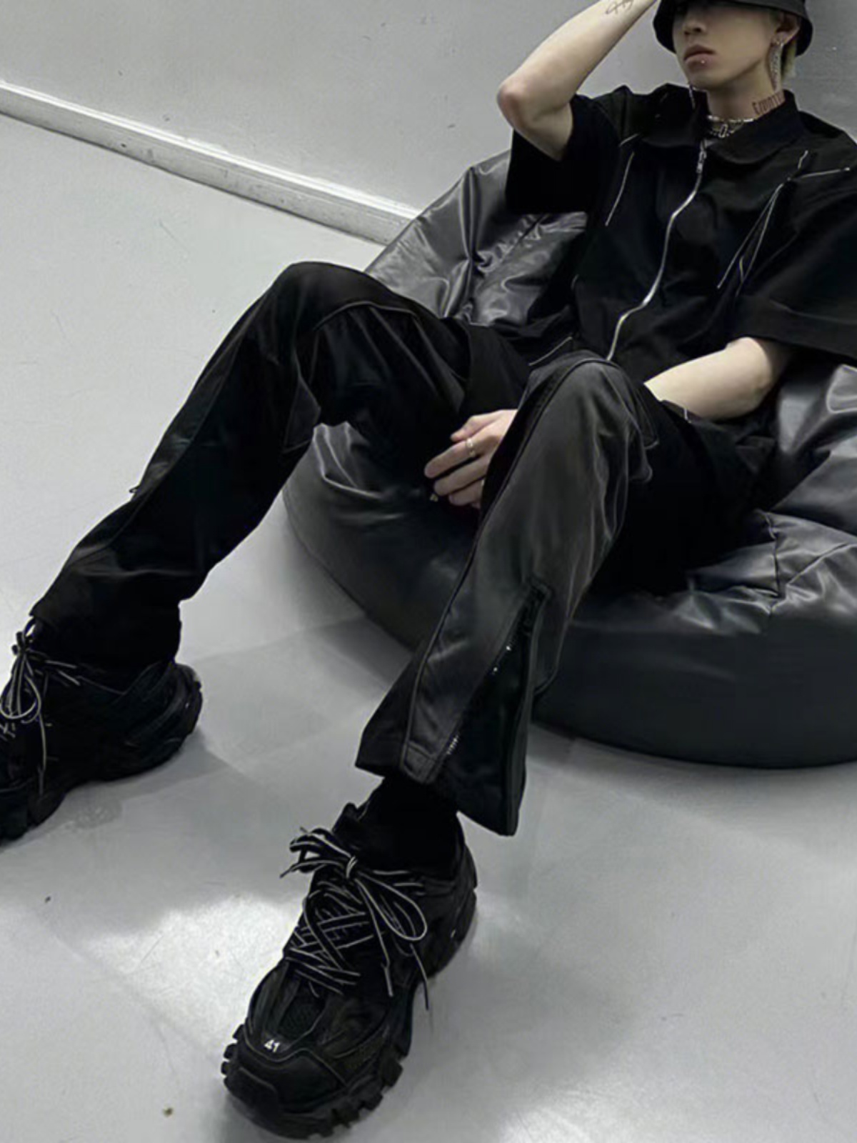 HONG KONG AT FASHION SHOES INTERNATIONAL PAVILION THICK-BOTTOMED KNOCK COOL COUPLE DADDY SHOES ATHLEISURE BLACK SAMURAI