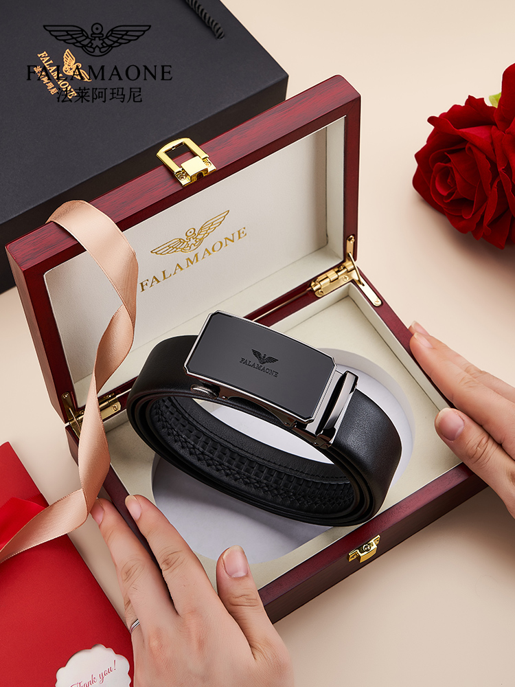 Мужской кожаный ремень Falai Armani, брендовые кожаные брюки с автоматической пряжкой, новинка 2025 года, высококачественный деловой мужской ремень Изображение 1