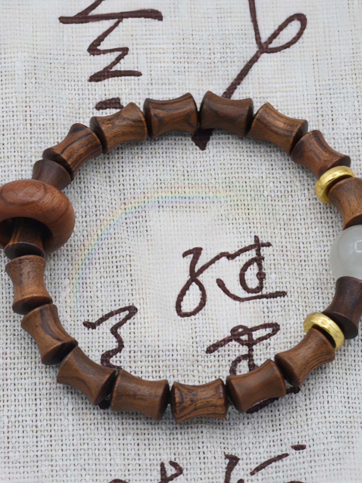 NATURAL AGARWOOD BAMBOO BRACELET COUPLE HETIAN JADE TRANSFER BEAD PLAY BRACELET RWBUY BRAND JEWELRY