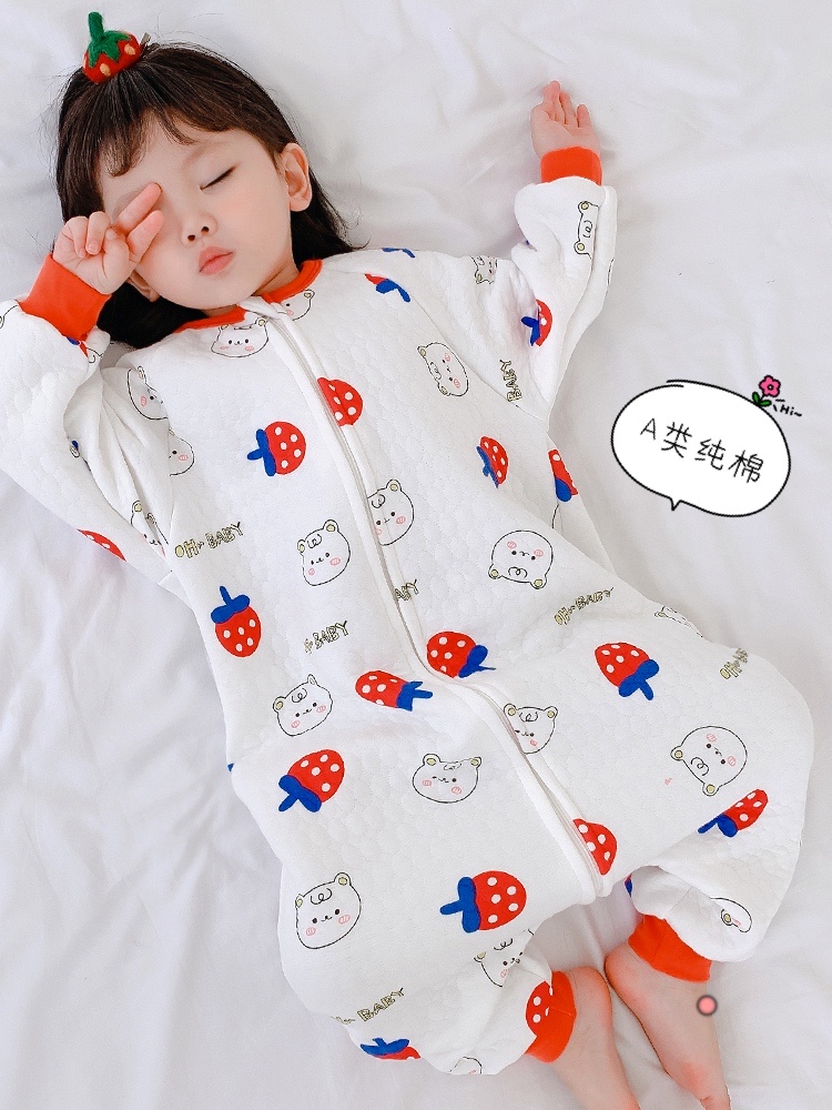 GIRLS ONE-PIECE PAJAMAS SPRING AND AUTUMN COTTON BOYS BABY BABY SPLIT LEGS LONG SLEEVES ONE-PIECE CHILDRENS WINTER LOUNGEWEAR