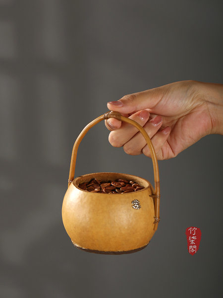 小竹筐创意手工竹编葫芦提篮小筐收纳竹子竹篮点心盒茶具收纳篮子