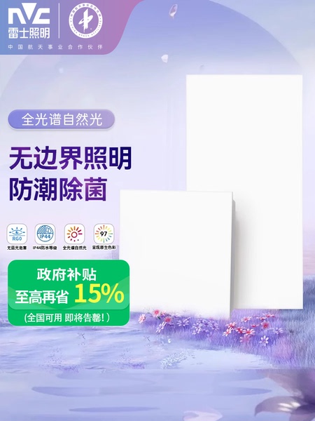 雷士照明厨房灯led全光谱吸顶灯300x600集成吊顶灯厕所灯卫生间灯