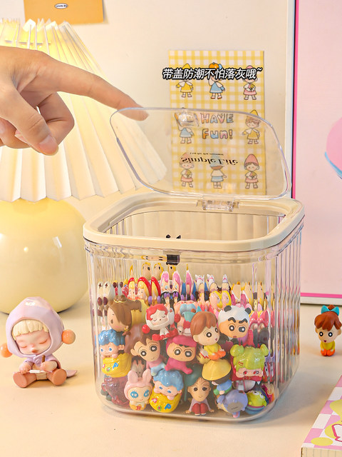 Desktop cute storage box large capacity dustproof transparent can girl figure doll ornament blind box display stand