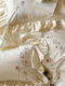 Girlish|French ruffle embroidered pure cotton four-piece set sheets and quilt covers girls' bedding tribute satin