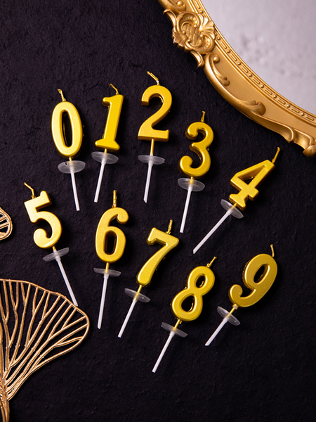 金色数字生日蜡烛儿童宝宝周岁蛋糕装饰摆件网红派对甜品台插件