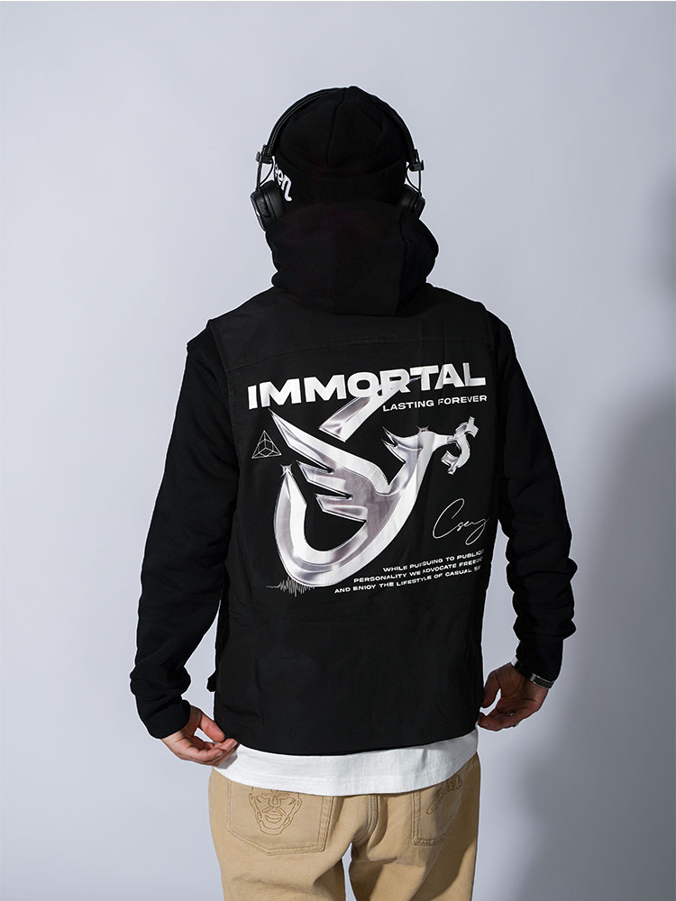 OLDGREEN OG AMERICAN RETRO OVERALLS VEST MENS SPRING AND AUTUMN INS FUNCTIONAL STYLE SLEEVELESS HIP HOP VEST HORSE CLIP