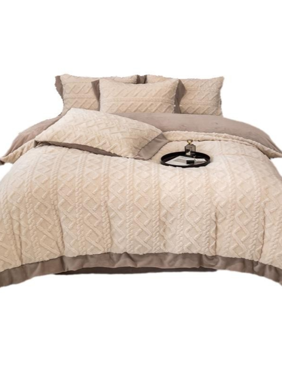 WINTER THICKENED MILK VELVET TAFFETA FOUR-PIECE SET FITTED SHEET DOUBLE-SIDED VELVET CORAL VELVET COVER BED SHEETS THREE-PIECE SET OF SIX