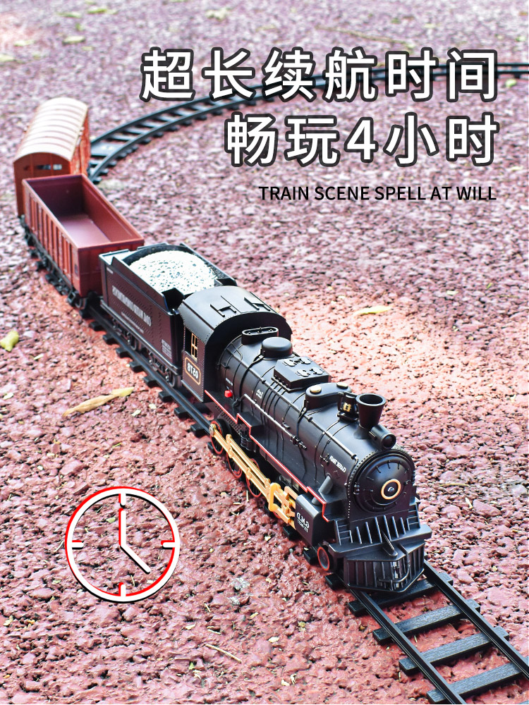 REMOTE CONTROL STEAM TRAIN KIDS TOYS LARGE SIMULATION RETRO ELECTRIC LITTLE TRAIN MODEL RAIL CAR BOY GIFTS