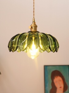 American Retro Dark Green Chandelier Old Shanghai Nostalgic B & B Dining Room and Study Room Balcony Entrance Brass Glas