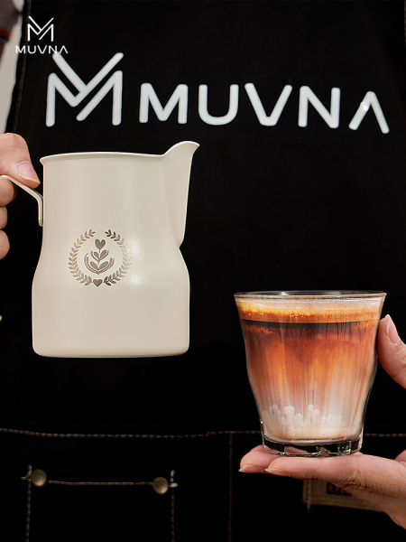 MUVNA意式咖啡拉花缸打奶缸 奶泡缸打奶杯不锈钢大肚拉花杯奶泡杯