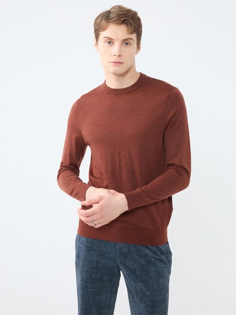 LIU JO UOMO Men's autumn and winter casual and comfortable wool round neck pullover long-sleeved sweater underwear top
