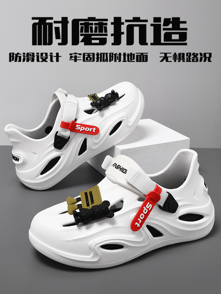 SPORTS SANDALS MENS SUMMER DRIVING WEARING TIDE PLUS-SIZE TEENAGERS INTERNET CELEBRITIES SOFT-SOLED NON-SLIP OUTDOOR BEACH HOLE SHOES