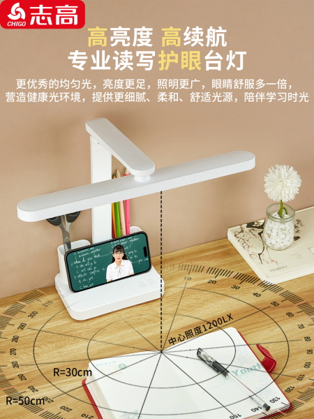 志高台灯护眼学习专用aaa级大学生儿童书桌写字阅读床头灯方近视