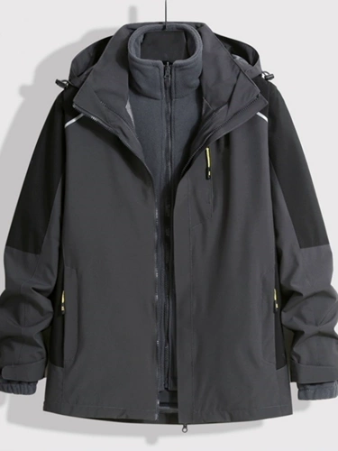 Дорожная съемная зимняя ветрозащитная флисовая альпинистская куртка подходит для мужчин и женщин, «три в одном»