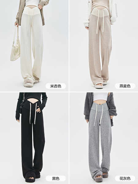 孕妇裤春秋款外穿针织休闲阔腿裤春夏低腰抽绳长裤早秋直筒山本裤 — 5