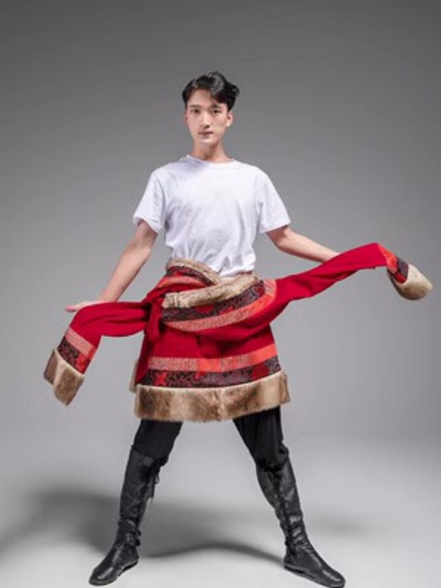 XIN KEYUES NEW TIBETAN DANCE COSTUMES MALE KANGBA TIBETAN ROBES POT VILLAGE PERFORMANCE COSTUMES TIBETAN TRAVEL PHOTOGRAPHY ETHNIC MINORITY STAGE