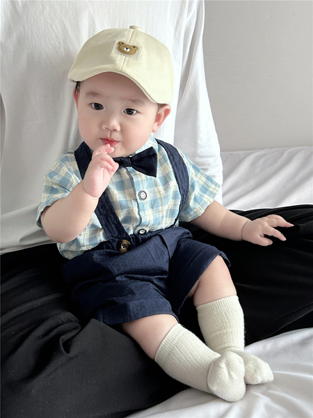 儿童套装夏季男宝宝衣服男童衬衫背带裤两件套周岁礼服婴儿夏装 — 2