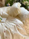 Girlish|French ruffle embroidered pure cotton four-piece set sheets and quilt covers girls' bedding tribute satin