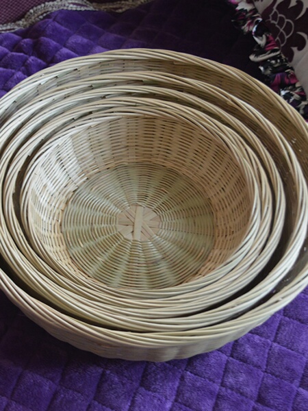 竹编制品水果篮圆形竹筐家用簸箕收纳篮馒头鸡蛋收纳筐小箩筐竹篮