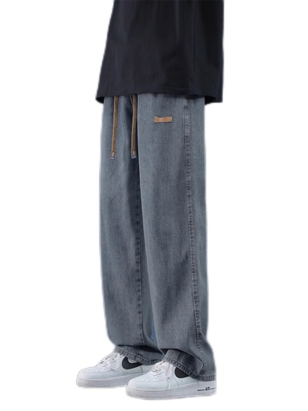 2024 NEW JEANS MENS SPRING AND AUTUMN FASHION LOOSE STRAIGHT LEG PANTS MENS WIDE-LEG CARGO CASUAL PANTS