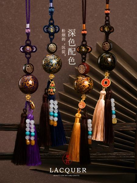 【优惠价】冬官大漆七夕漆器首饰挂件吊坠潮流轻奢汉服素 福禄寿