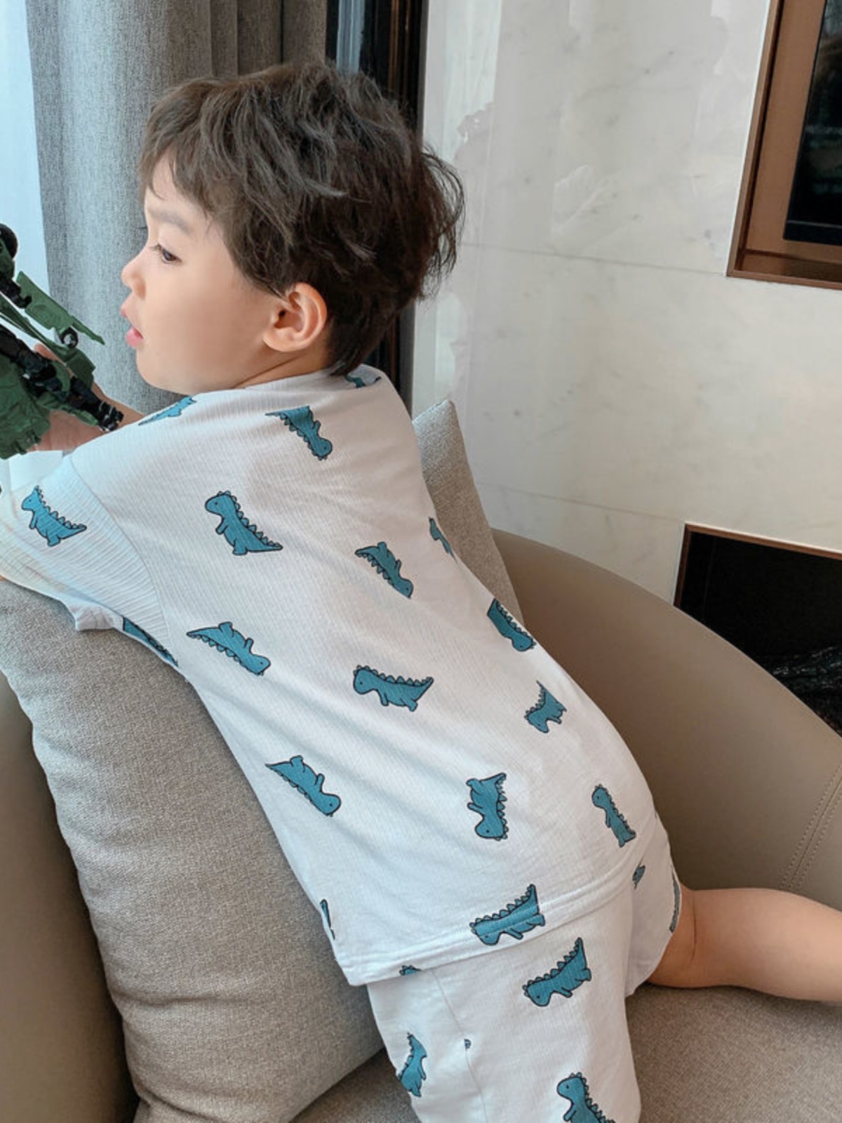 BOYS SUMMER LIGHT LOUNGEWEAR SET BABY BOYS SUMMER CLOTHES SHORT SLEEVE SHORTS PAJAMAS CHILDRENS AIR CONDITIONING CLOTHES CHILDRENS CLOTHES