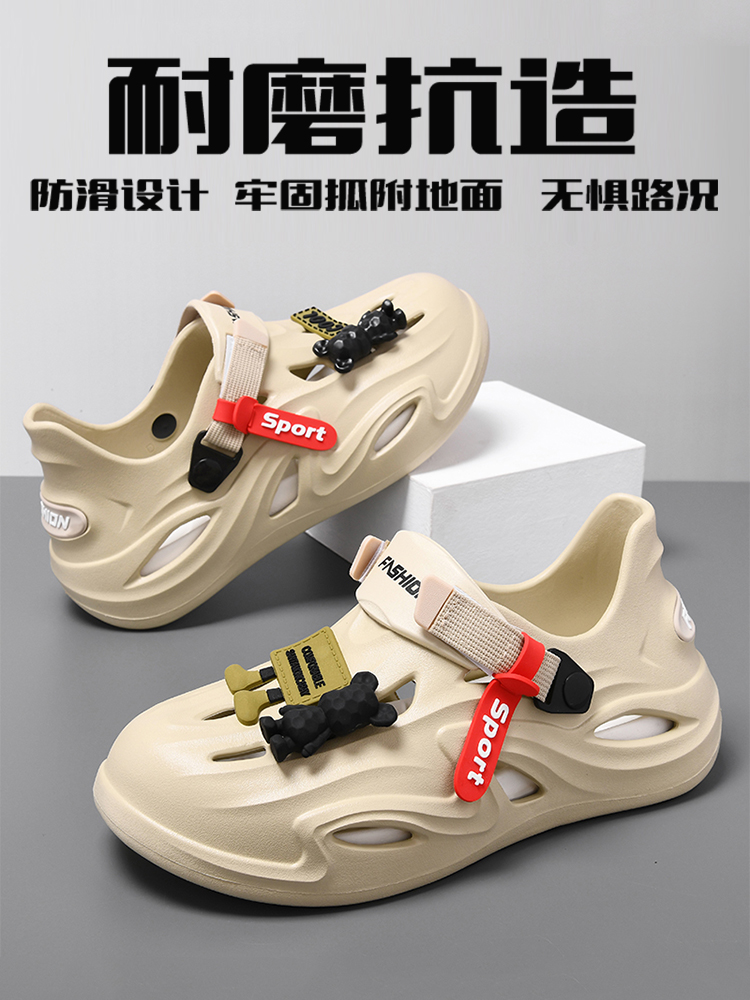 SPORTS SANDALS MENS SUMMER DRIVING WEARING TIDE PLUS-SIZE TEENAGERS INTERNET CELEBRITIES SOFT-SOLED NON-SLIP OUTDOOR BEACH HOLE SHOES