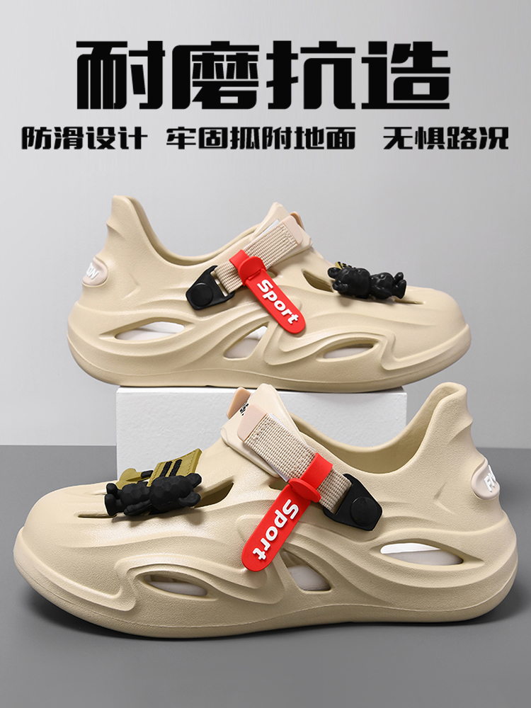 SPORTS SANDALS MENS SUMMER DRIVING WEARING TIDE PLUS-SIZE TEENAGERS INTERNET CELEBRITIES SOFT-SOLED NON-SLIP OUTDOOR BEACH HOLE SHOES