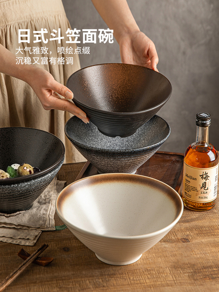 摩登主妇釉下彩面碗拉面碗泡面碗家用2026新款高级感餐具斗笠汤碗
