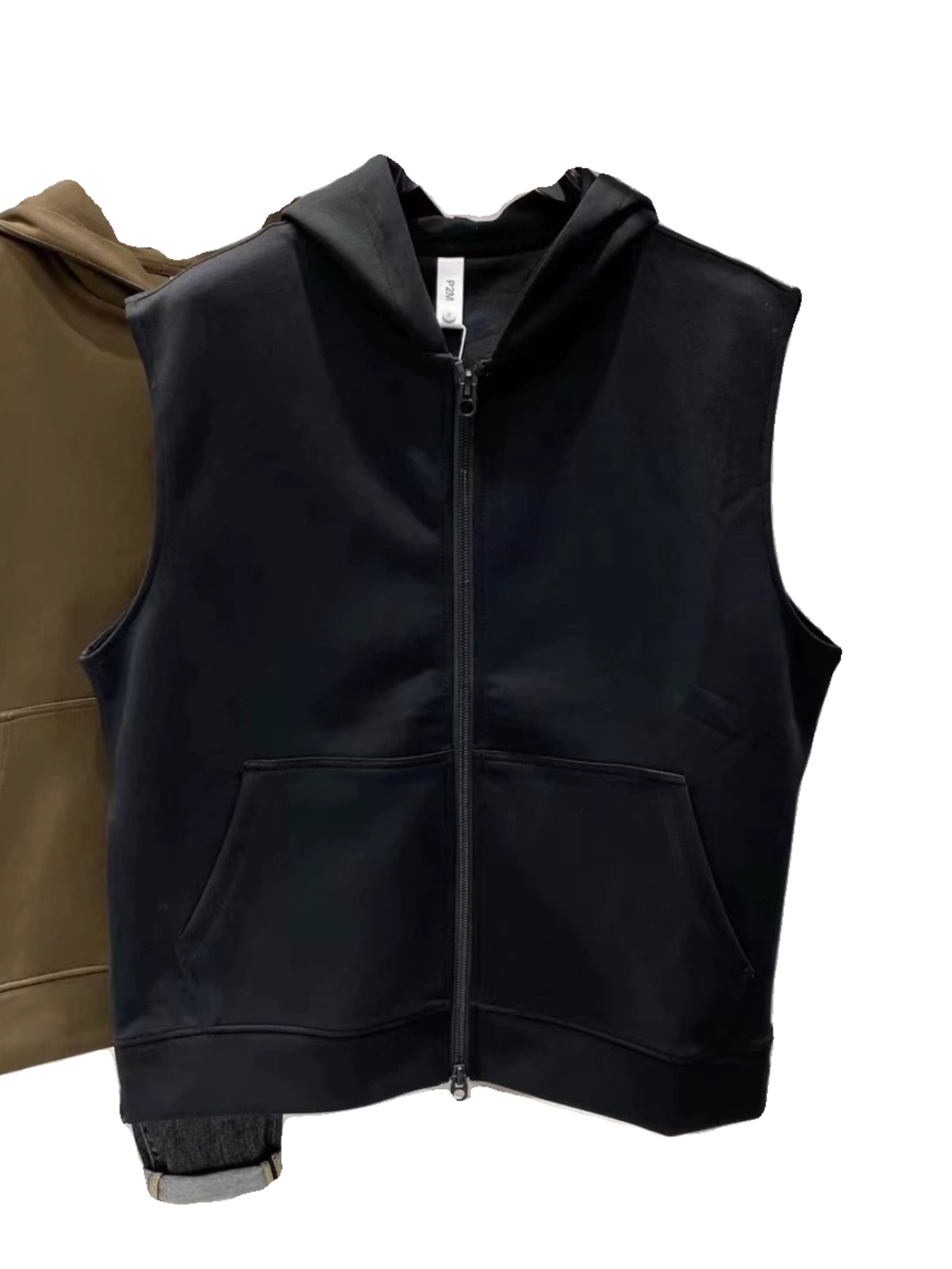 2023 AUTUMN NEW MENS SIMPLE AND VERSATILE SOLID COLOR SLEEVELESS HOODED VEST JACKET KOREAN VERSION LOOSE CASUAL TOP